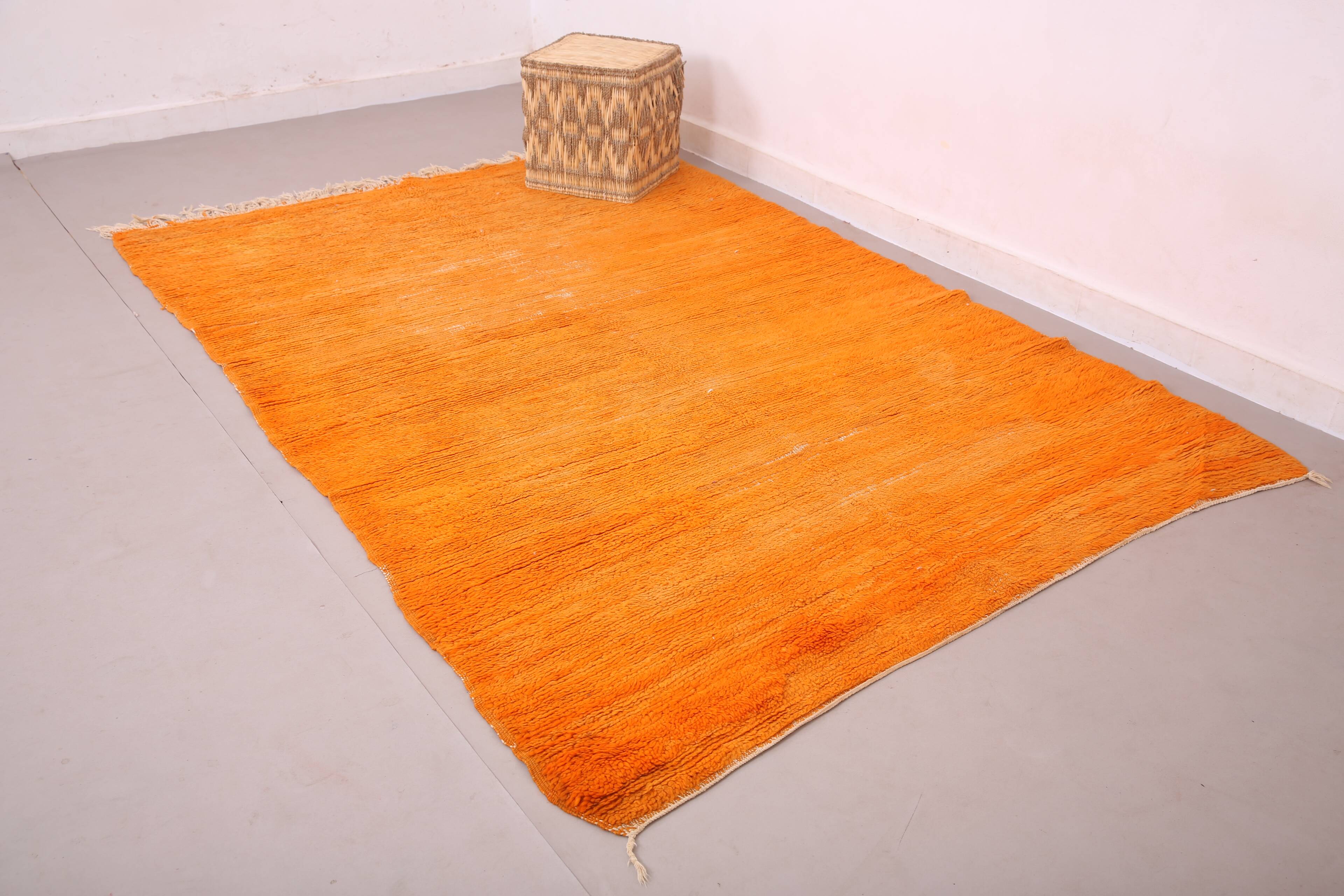 Tapis marocain vintage orange 174 x 255 cm - Tapis en laine berbère - Tapis fait main