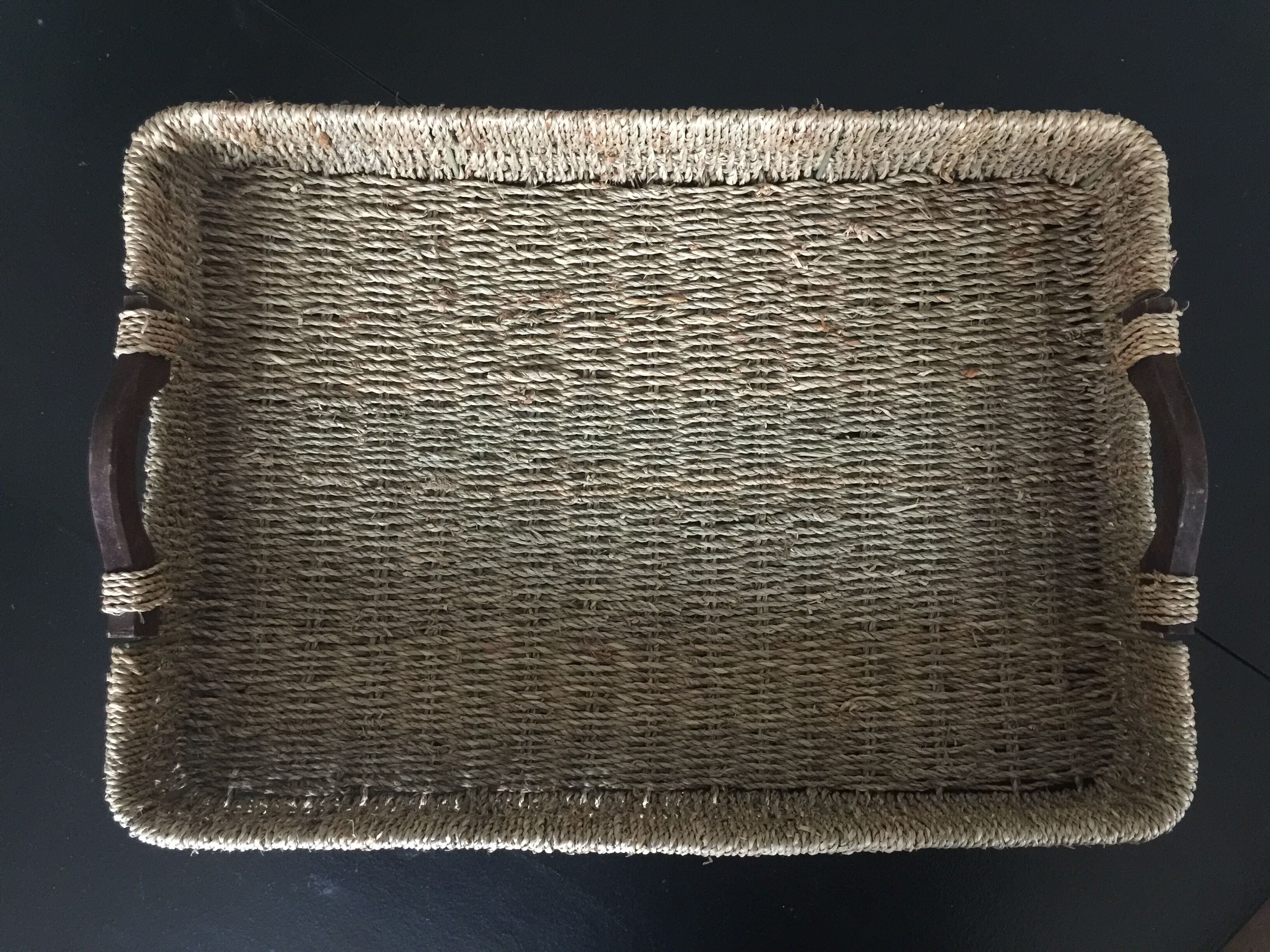 Plateau en corde et bois années 50