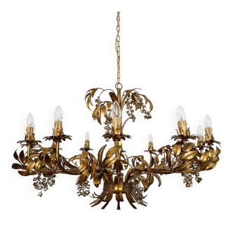 Lustre italien de style Hollywood Regency, d'une taille impressionnante, signé Hans Kögl.
