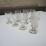 10 anciens verres à pied en cristal de style caton h10 cm
