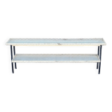 Vintage perforated metal craft display shelf