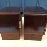 Pair of bedside tables wood and fabric - table