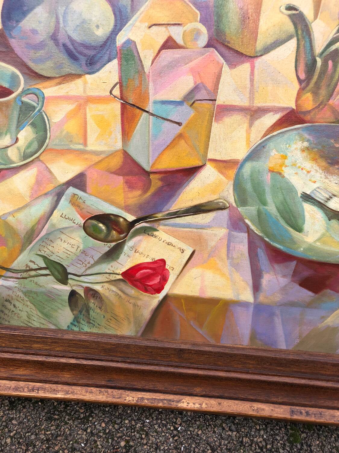 Tableau école cubiste vintage nature morte collection