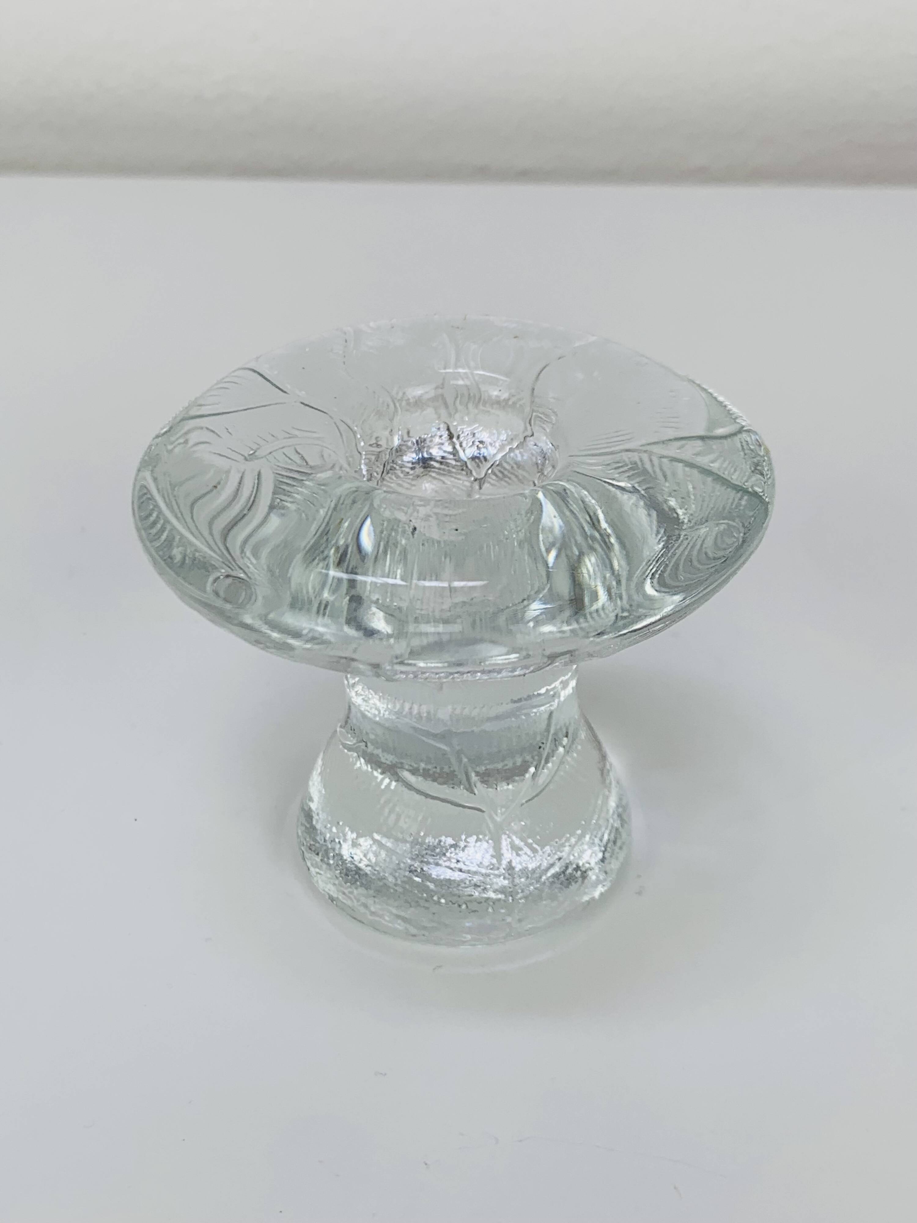 5 bougeoirs "feuilles" en verre vintage