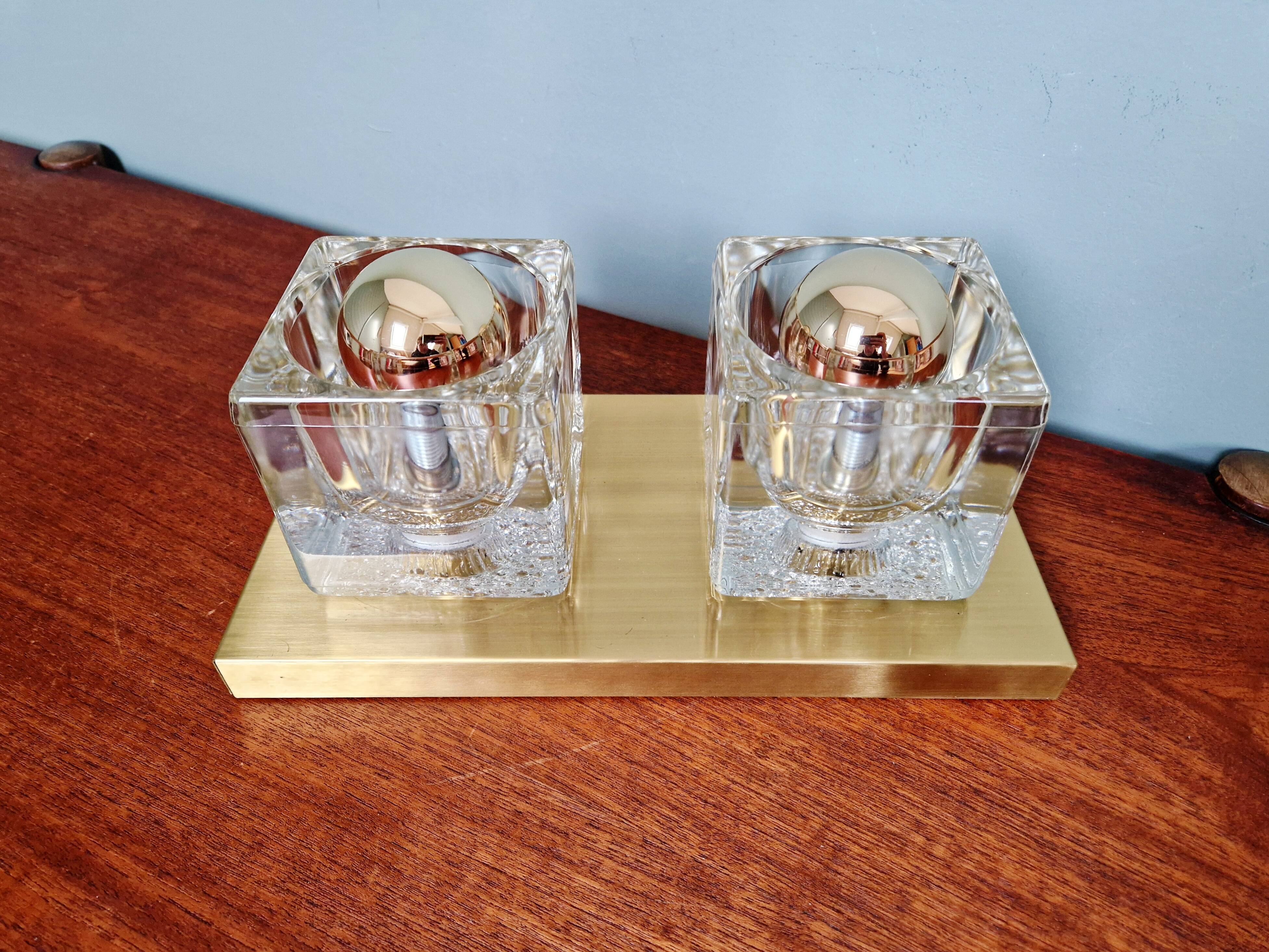 Applique murale double Ice Cube, Peill & Putzler, années 1970