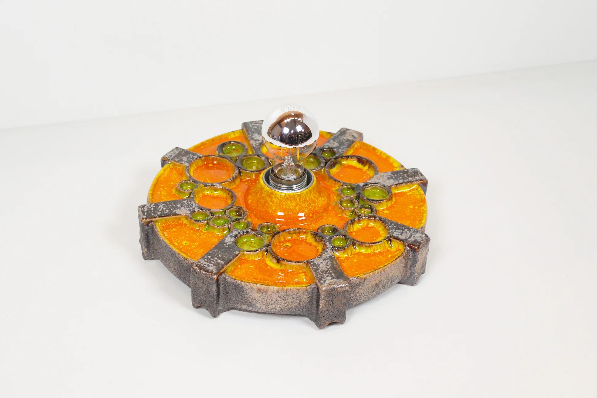 Vintage 1970s ceramic 'Fat Lava' style wall light by Hustadt Leuchten