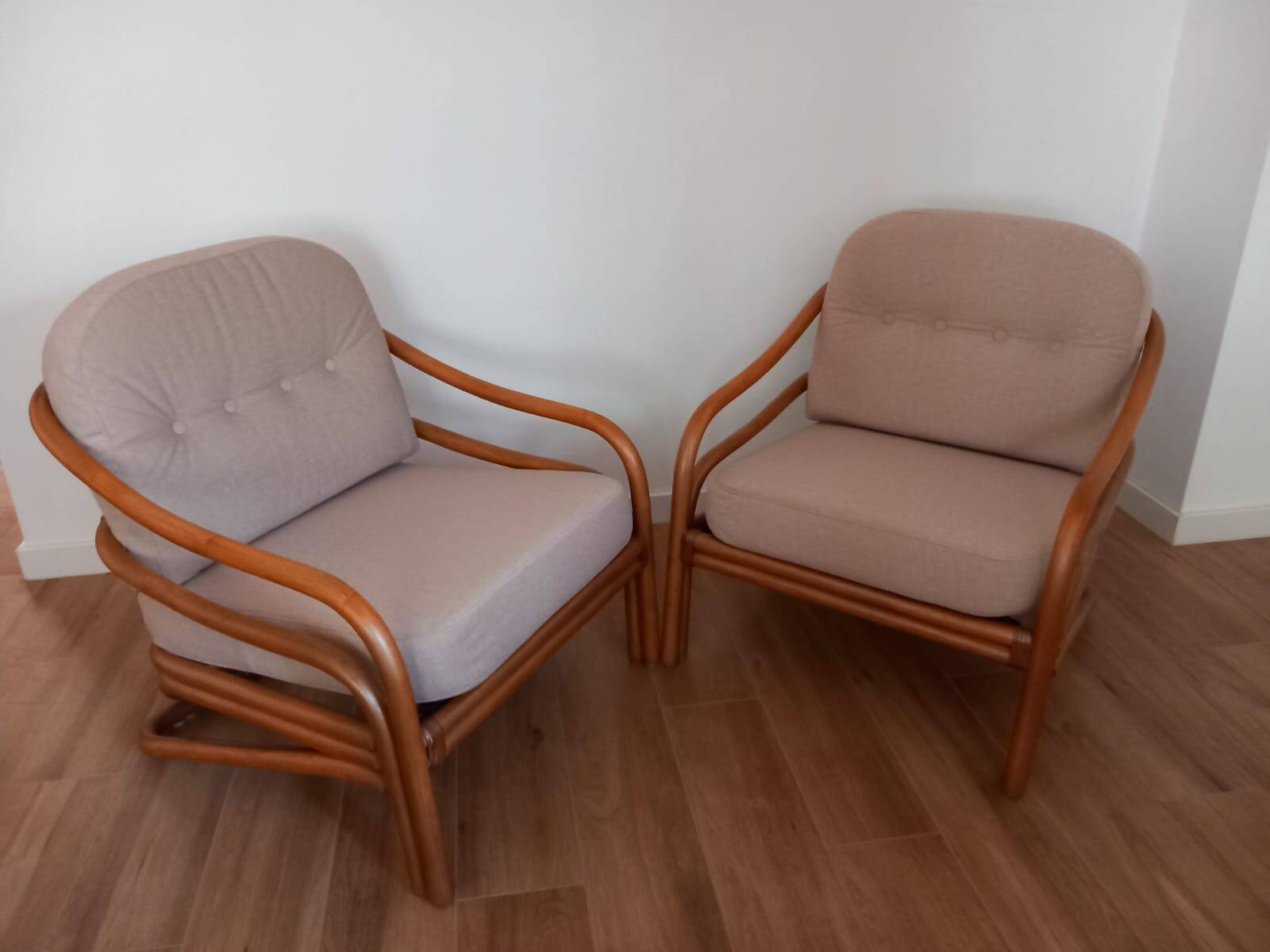 Two rattan armchairs from the 1970s, Scandinavia