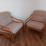 Two rattan armchairs from the 1970s, Scandinavia