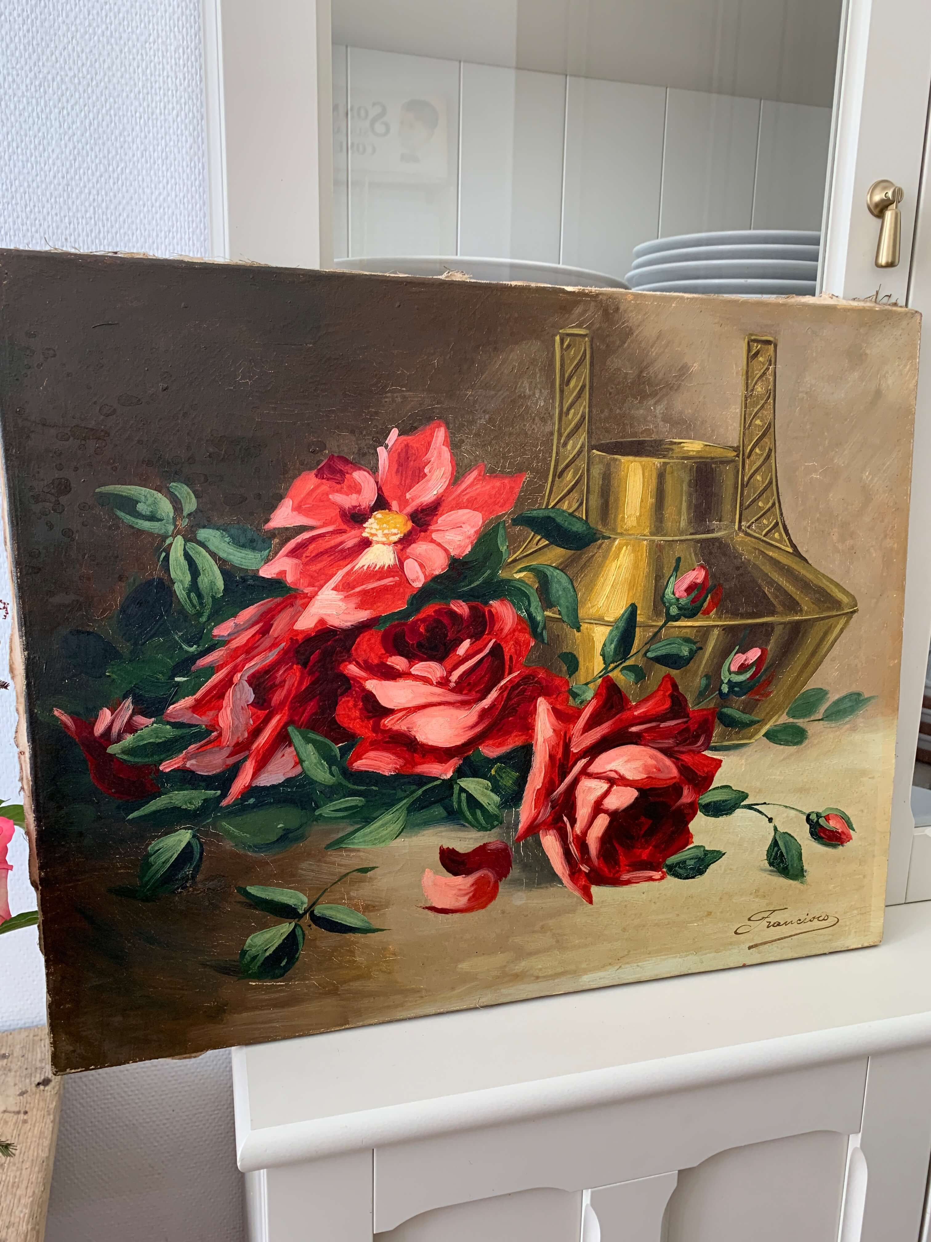 Ancienne peinture de roses