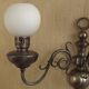 Vintage French silvered Flemish double wall sconce with opaque white glass shade 5007.