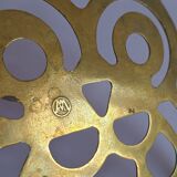 Vintage 70s owl golden brass trivet