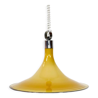 Big Mid-Century glass trumpet hanging lamp
