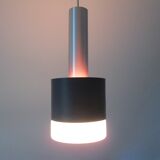 Danish Mid-century vintage hanging ceiling lamp classic lines, white opaline shade