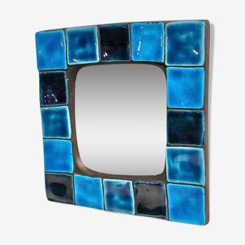 Glazed ceramic wall mirror, 23.5 cm by Mithé Espelt