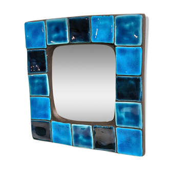 Enameled ceramic wall mirror, 23.5 cm by Mithé Espelt