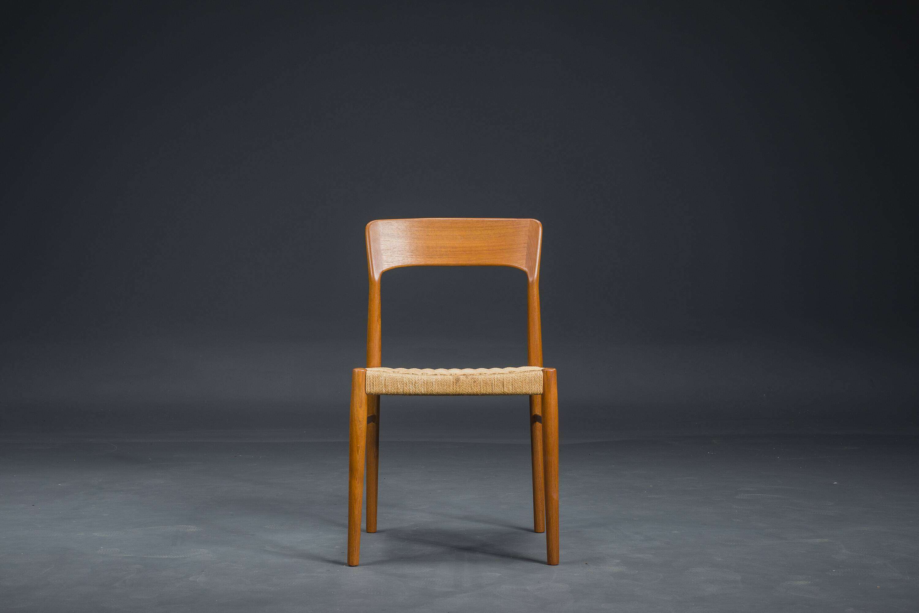 Danish Teak Dining Chair with Wicker by Henning Kjaernulf for Koruo Stolefabrik, 1960s