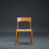 Danish Teak Dining Chair with Wicker by Henning Kjaernulf for Koruo Stolefabrik, 1960s