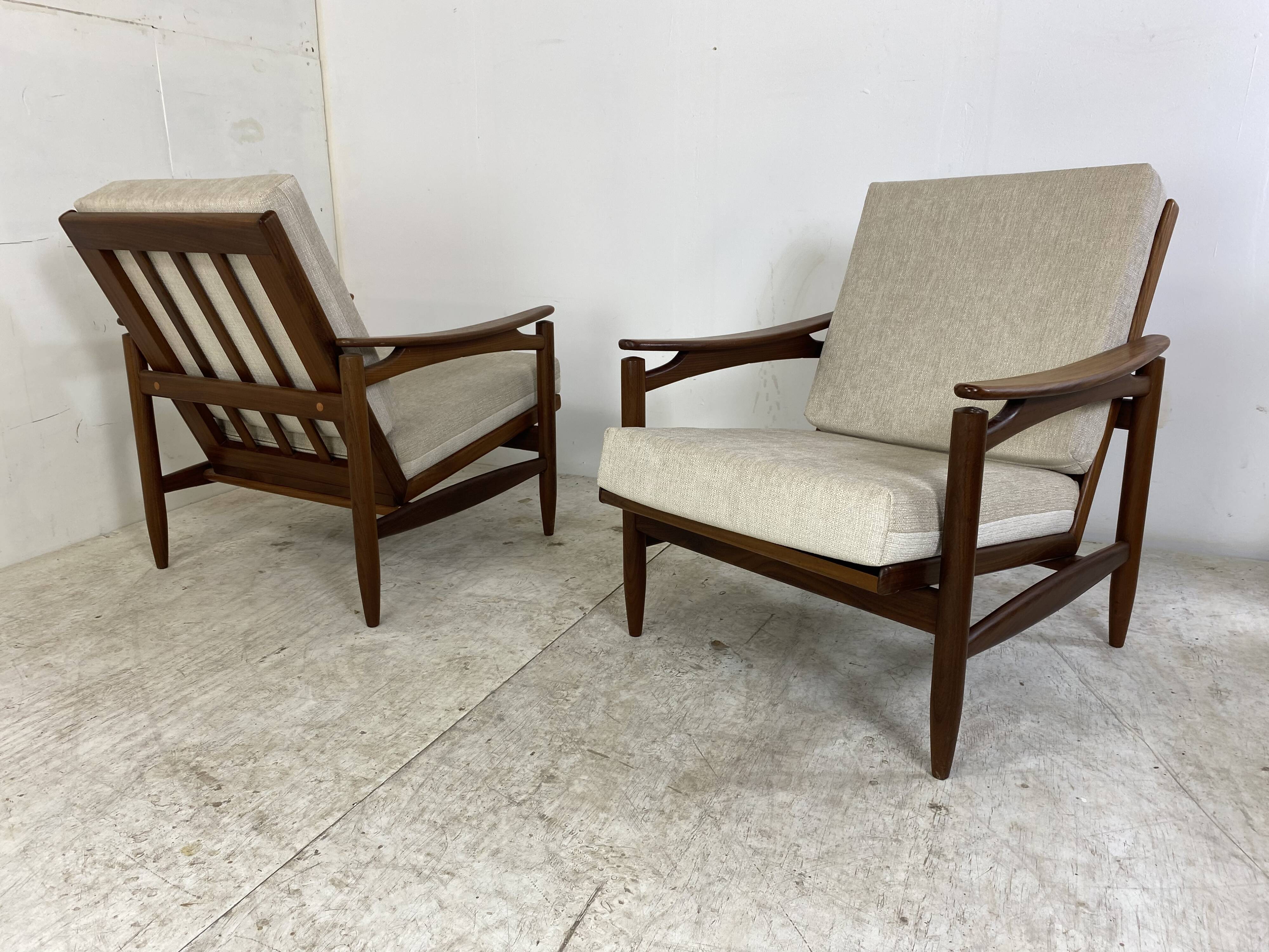 Vintage Danish Style Teak Mid-Century Set of 2 Chairs, 1950s