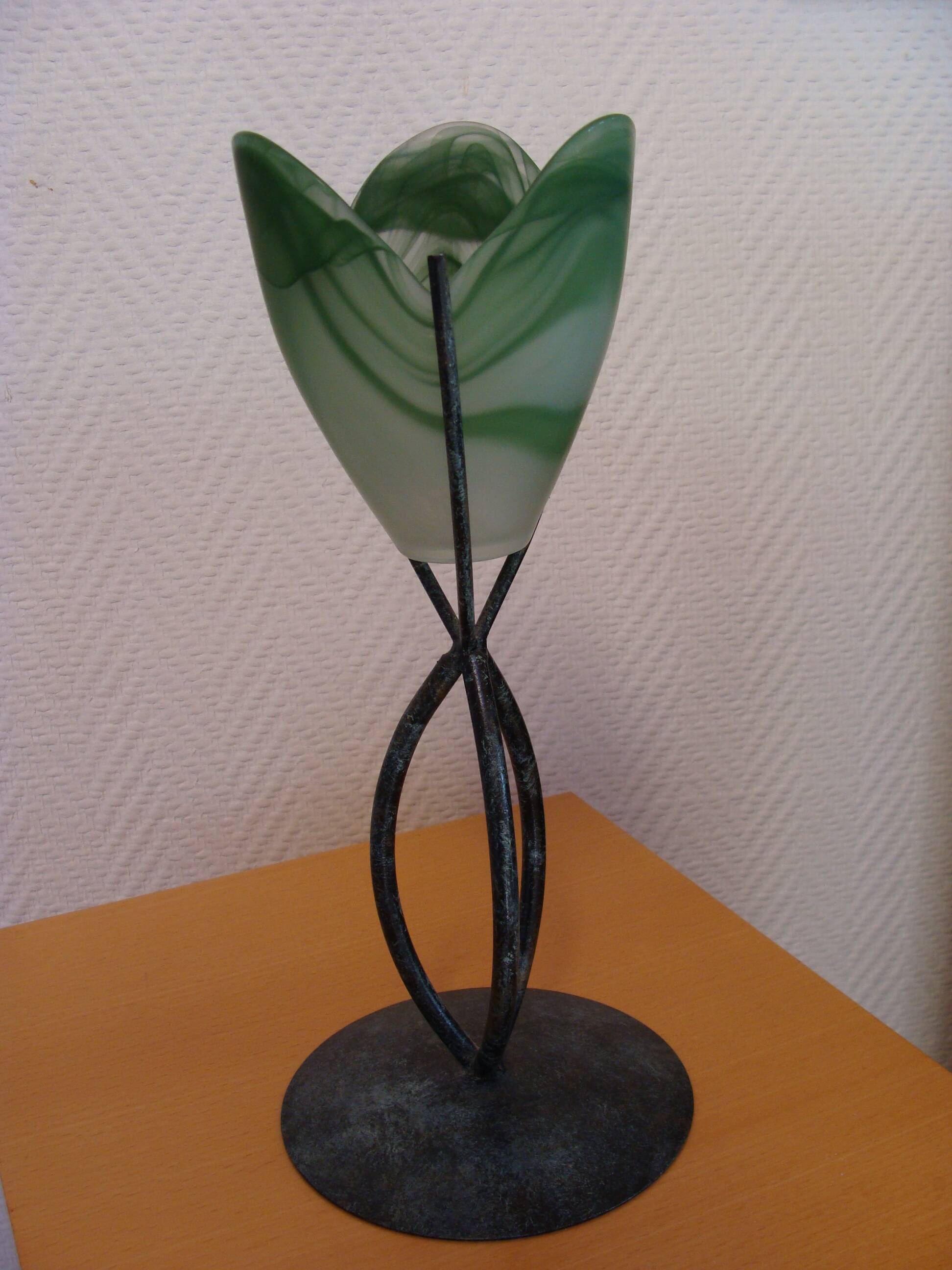 Large metal and glass tealight holder