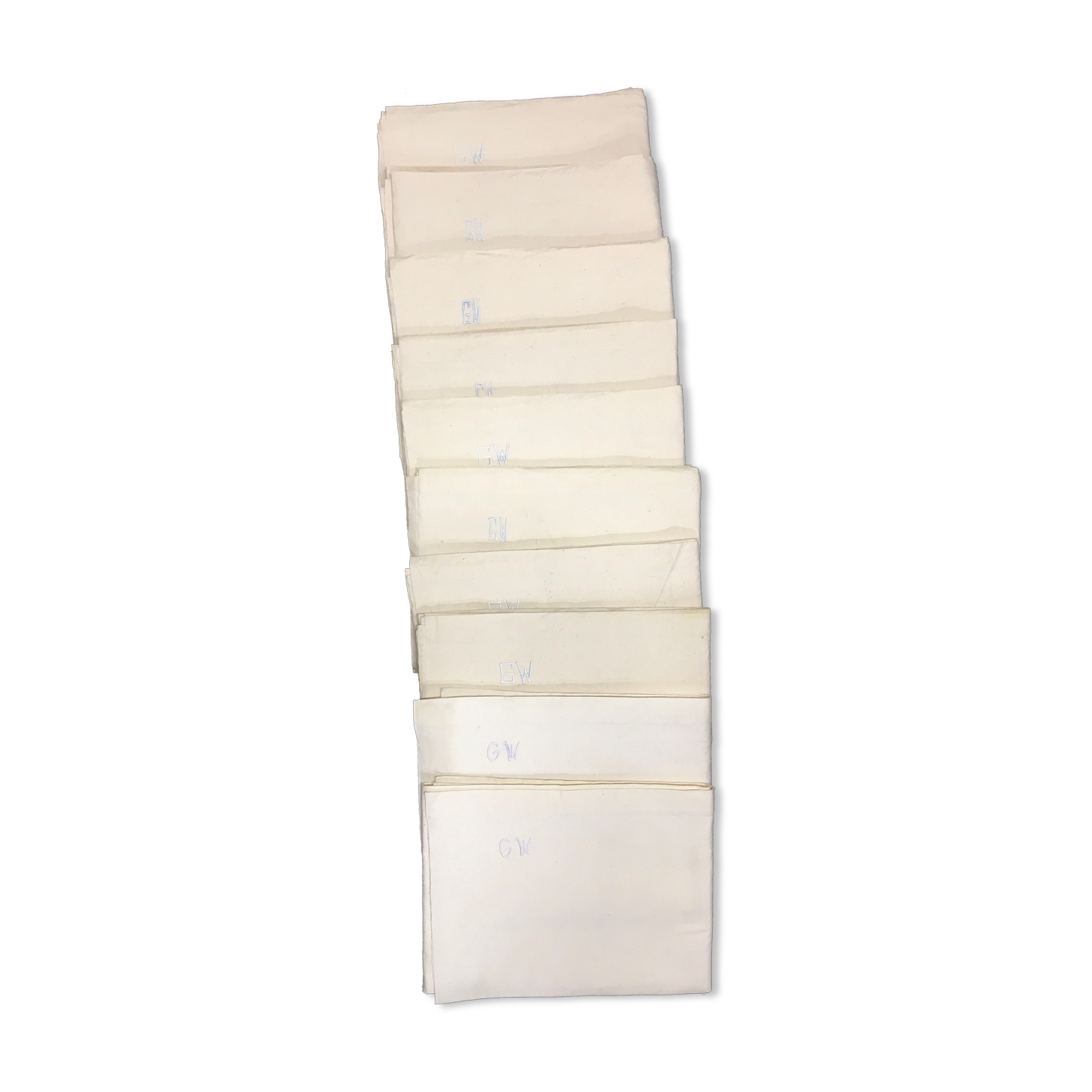 Set of 10 old sheets embroidered in linen or cotton