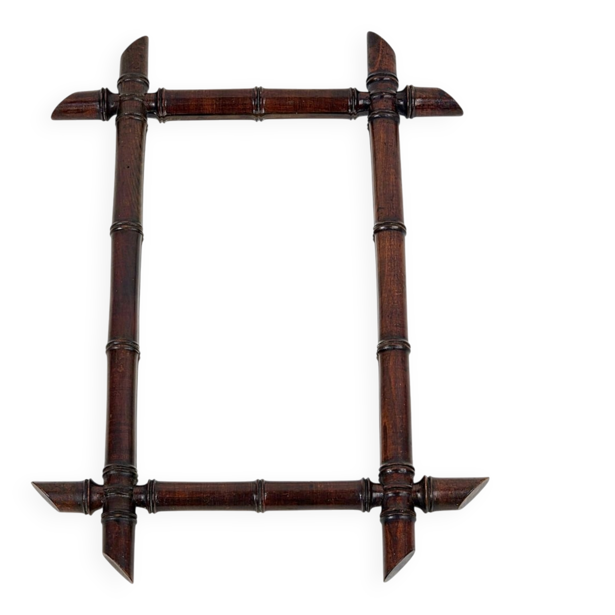 Art Nouveau Wooden Faux Bamboo Mirror, France, 1920