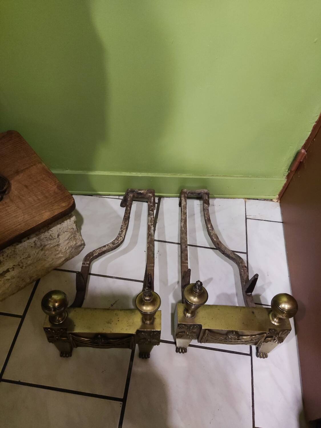 Pair of bronze andirons from the Empire period