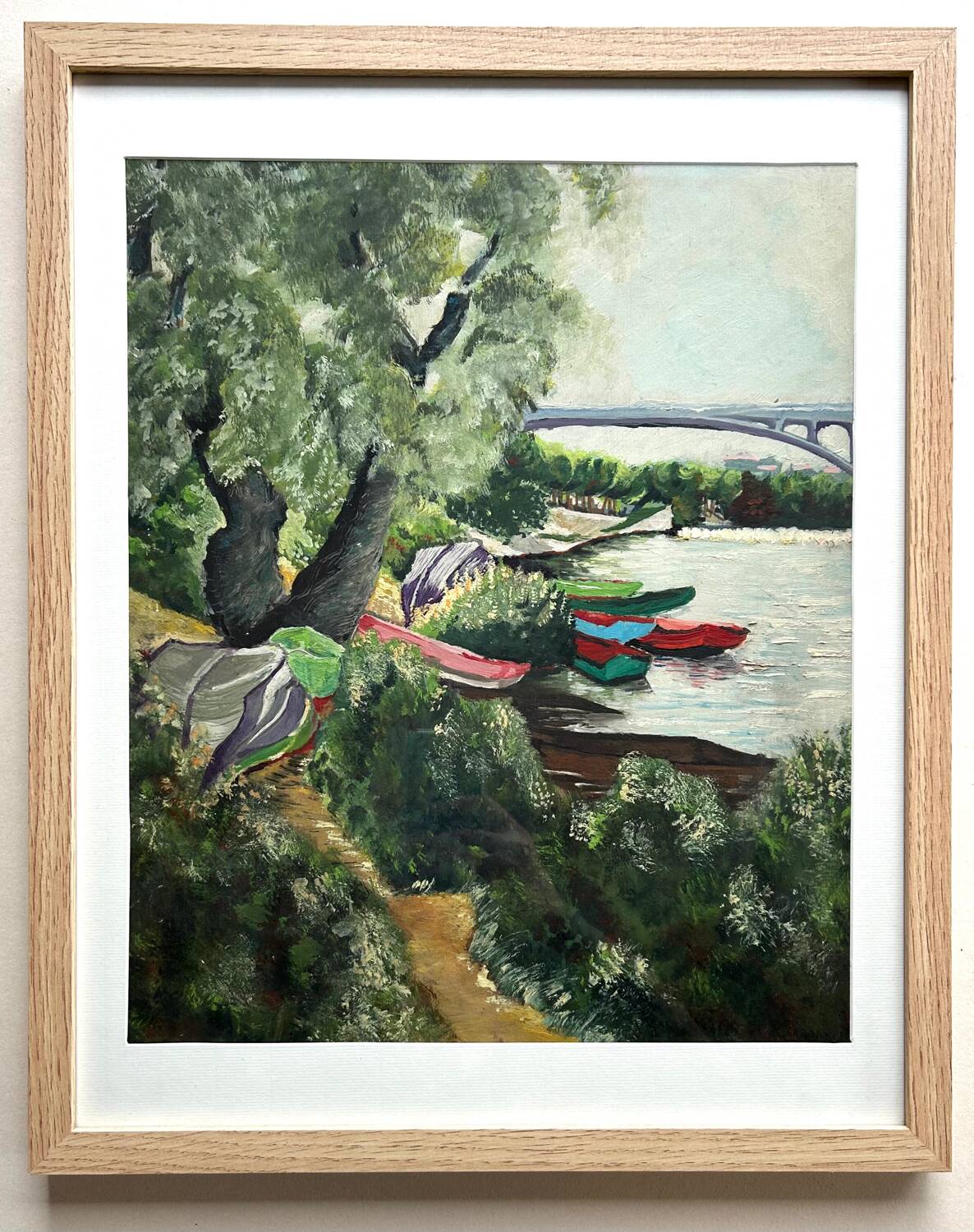 Été sur La Marne, huile sur carton, M. Tassart 1964