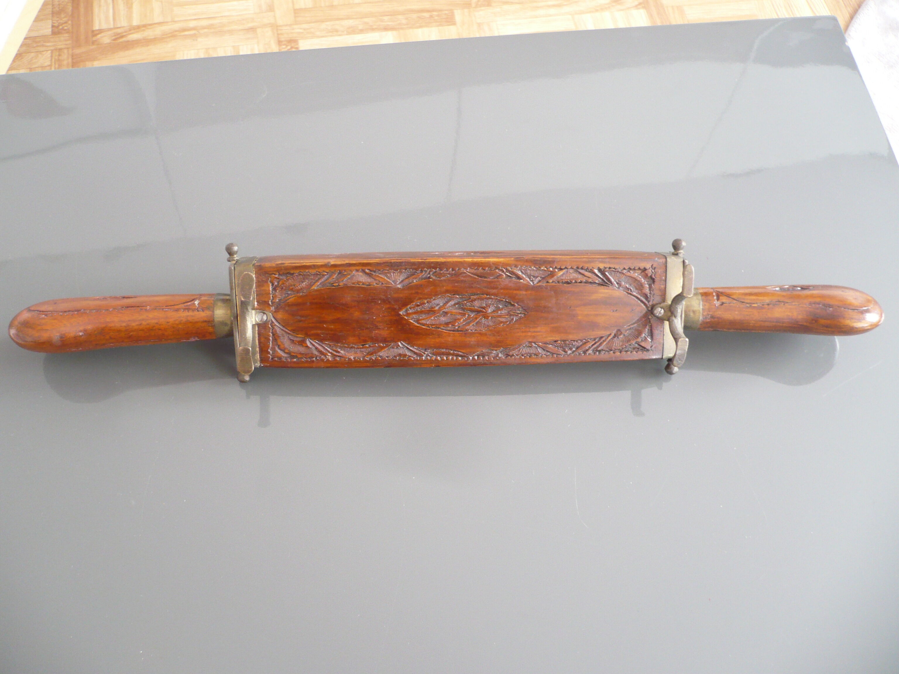 Carved kitchen knife and fork from India