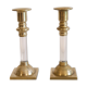 Paire de bougeoirs vintage en plexiglas et laiton 1960