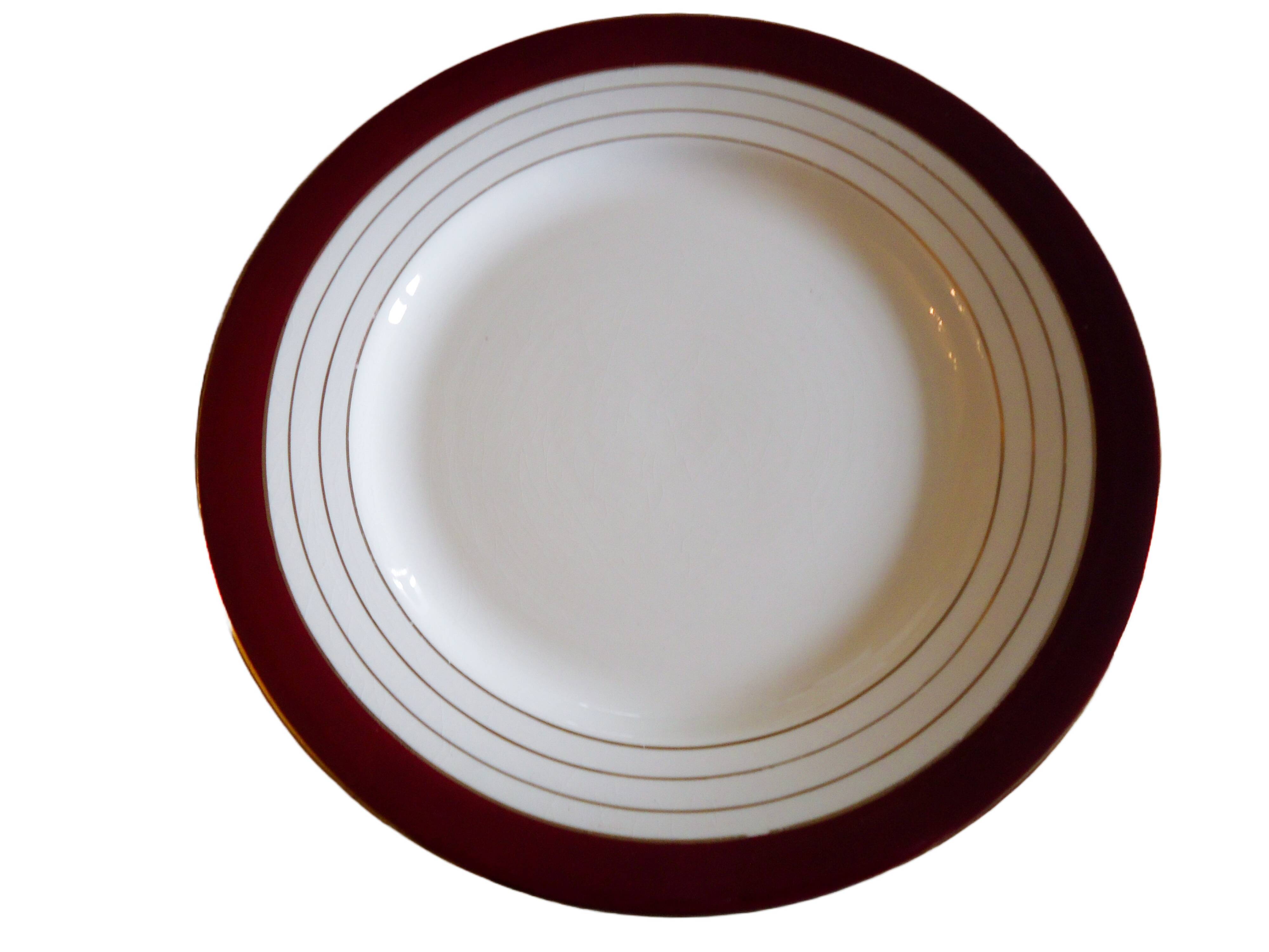 Flat plates opaque porcelain Digoin Sarreguemines model Pasteur