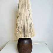 Lampe de table en céramique et sisal par Agne Aronsson, Suède, années 1960.