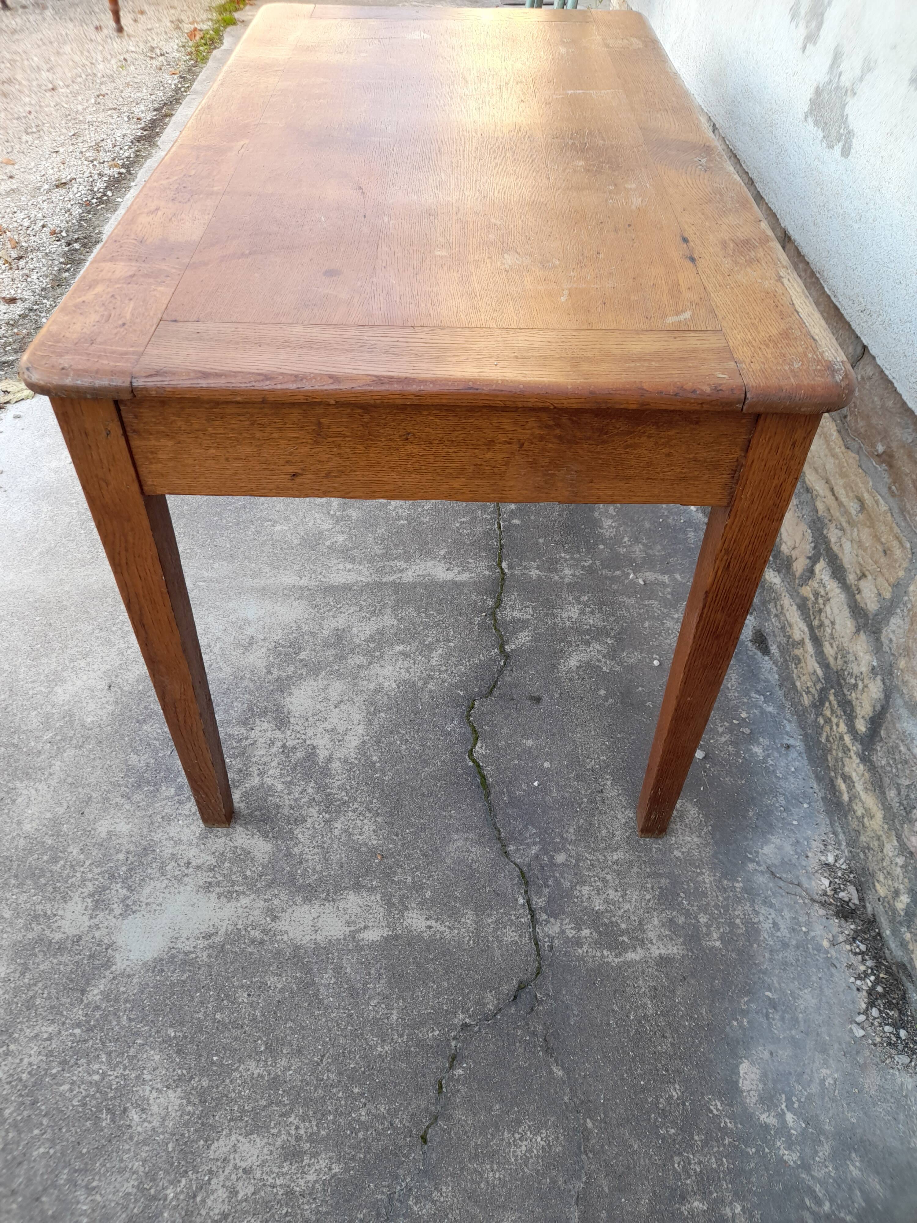 Oak desk table 1950 2 drawers -1m30