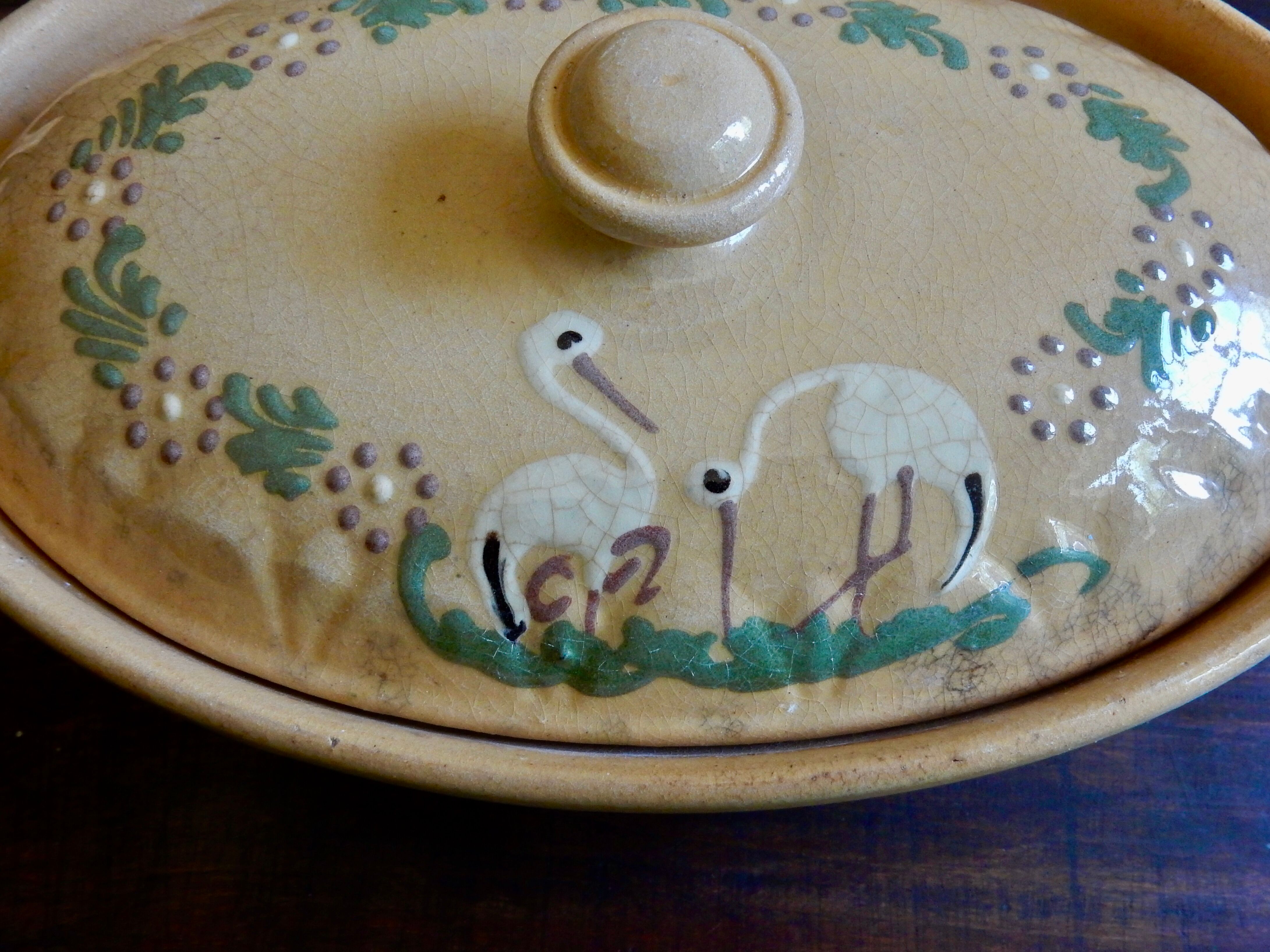 Large Alsatian terrine in ochre terracotta