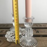 2 glass candle holders