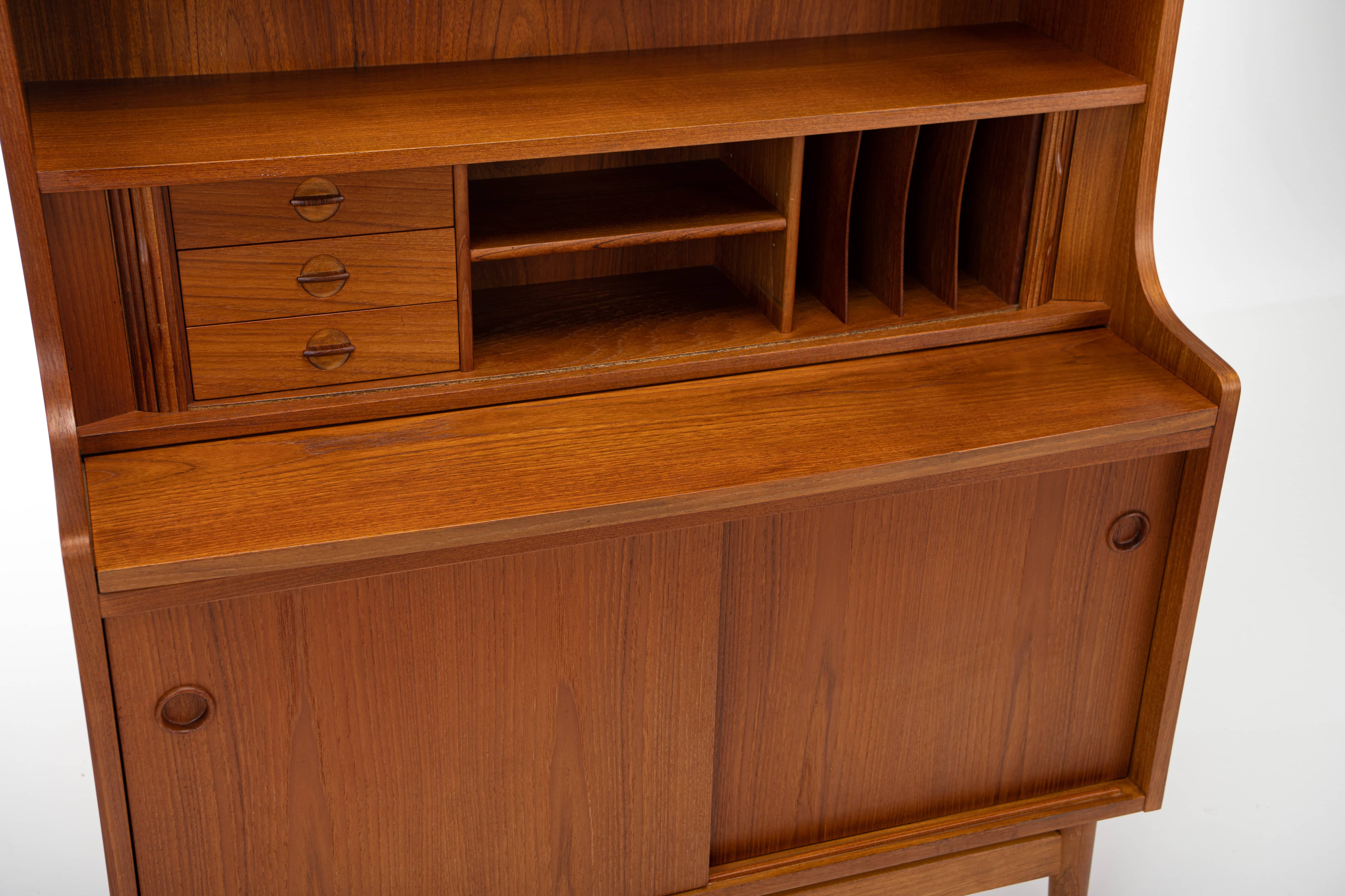 Bookcase secretary by Johannes Sorth for Nexø Møbelfabrik Bornholm, Denmark 1960s