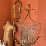 Glass and brass hanging lamp