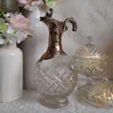 Cut crystal ewer and brass