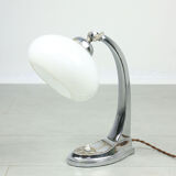 Mid-century flower chrome and opaline table lamp