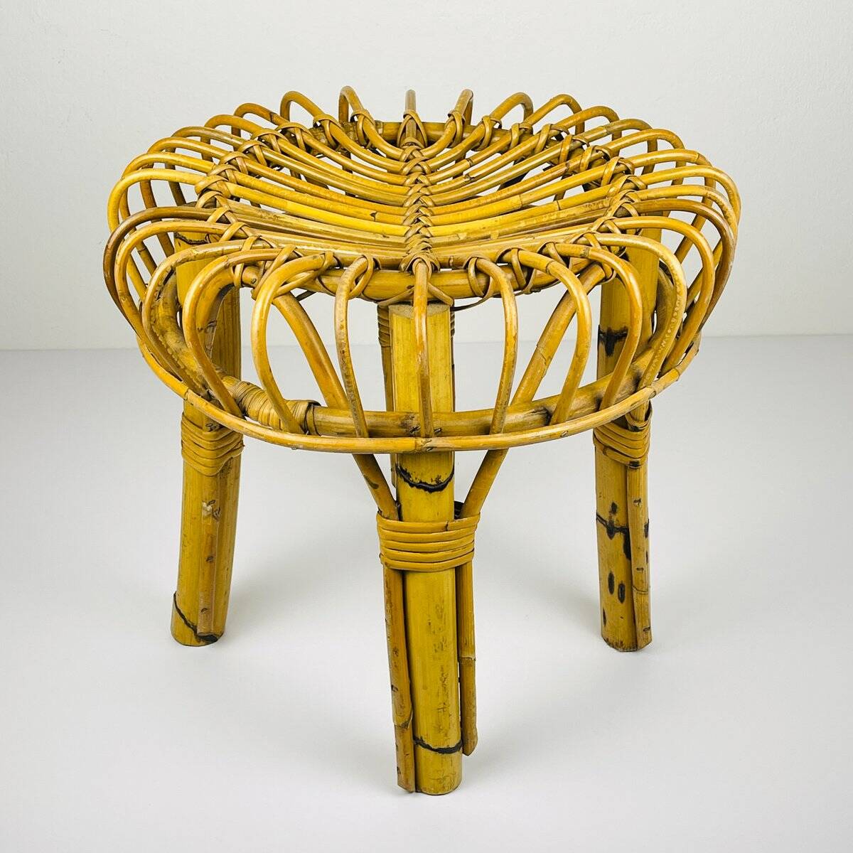 Vintage rattan stool, Italy, 1960s