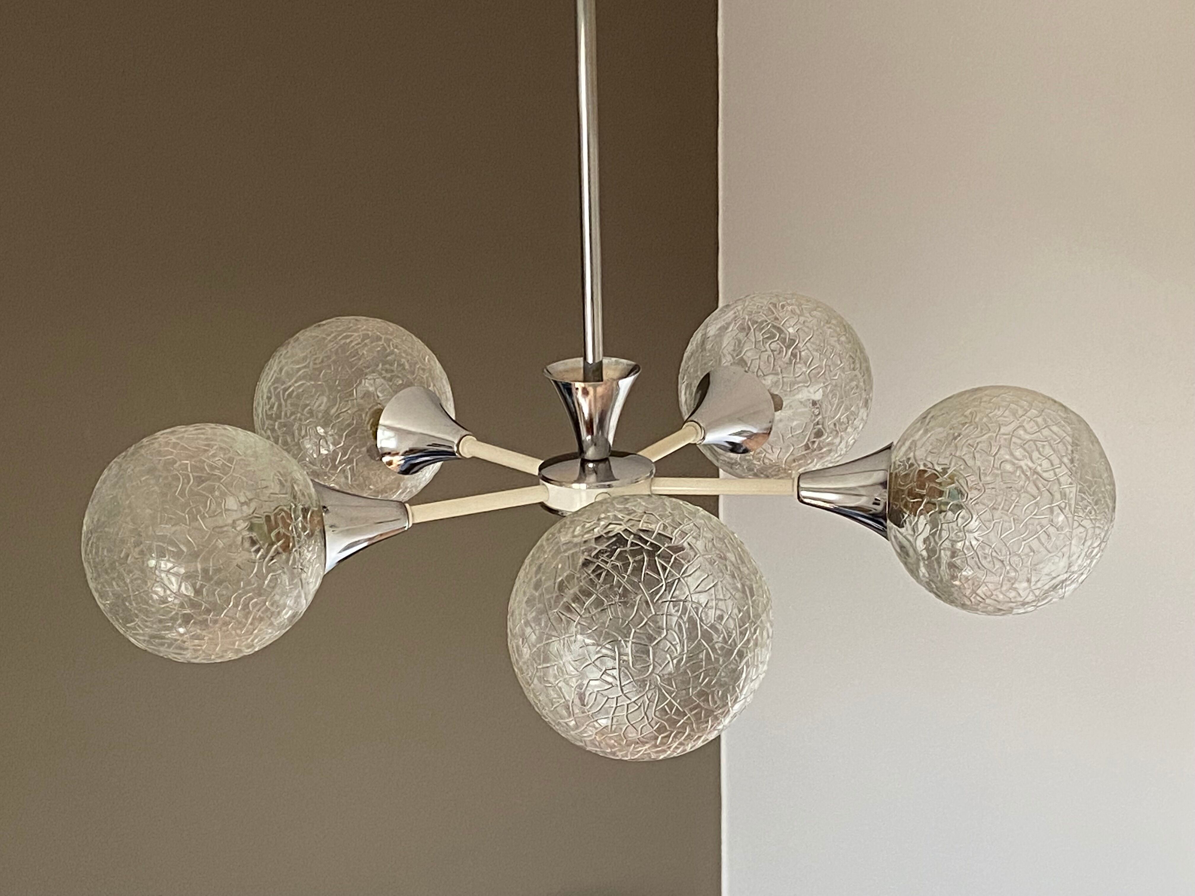 Chandelier "SPUTNIK". 1970. Space age.