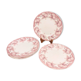 6 Assiettes plates Longwy modèle Champagne