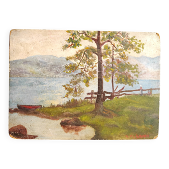 Peinture à l'huile sur panneau française, signée Lavoy