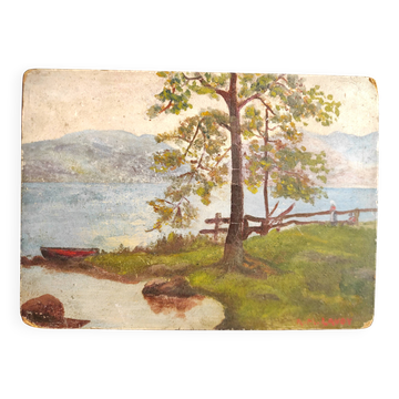 French oil painting on board, signed Lavoy