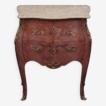 Louis XV Style Commode Stamped in Richly Decorated Rosewood Marquetry