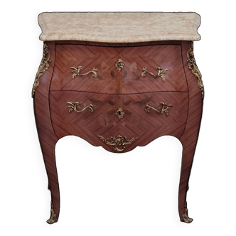 Louis XV Style Commode Stamped in Richly Decorated Rosewood Marquetry
