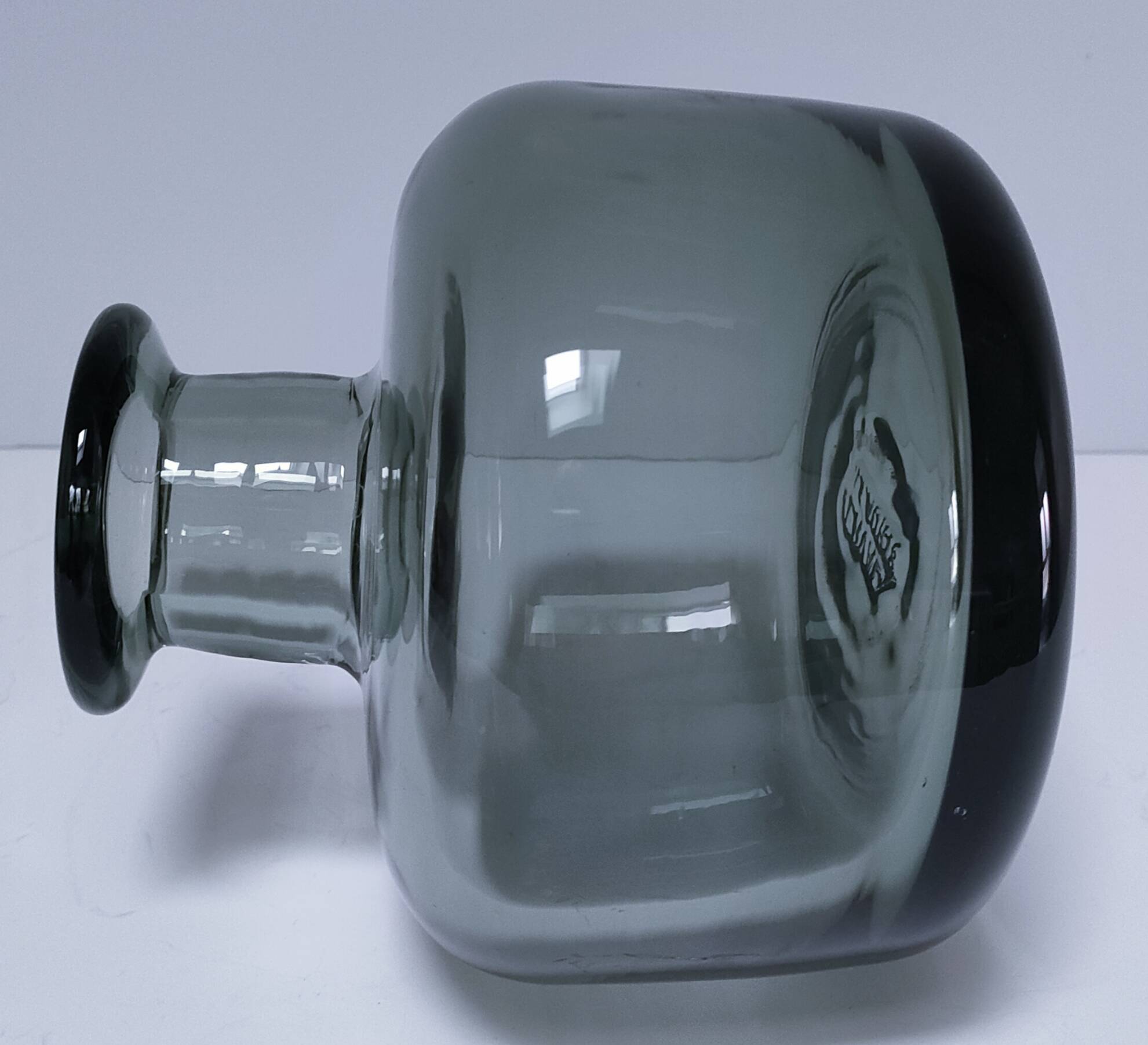 smoked grey glass vase Vallauris 1970s