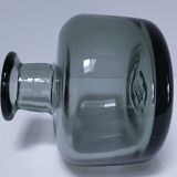 smoked grey glass vase Vallauris 1970s
