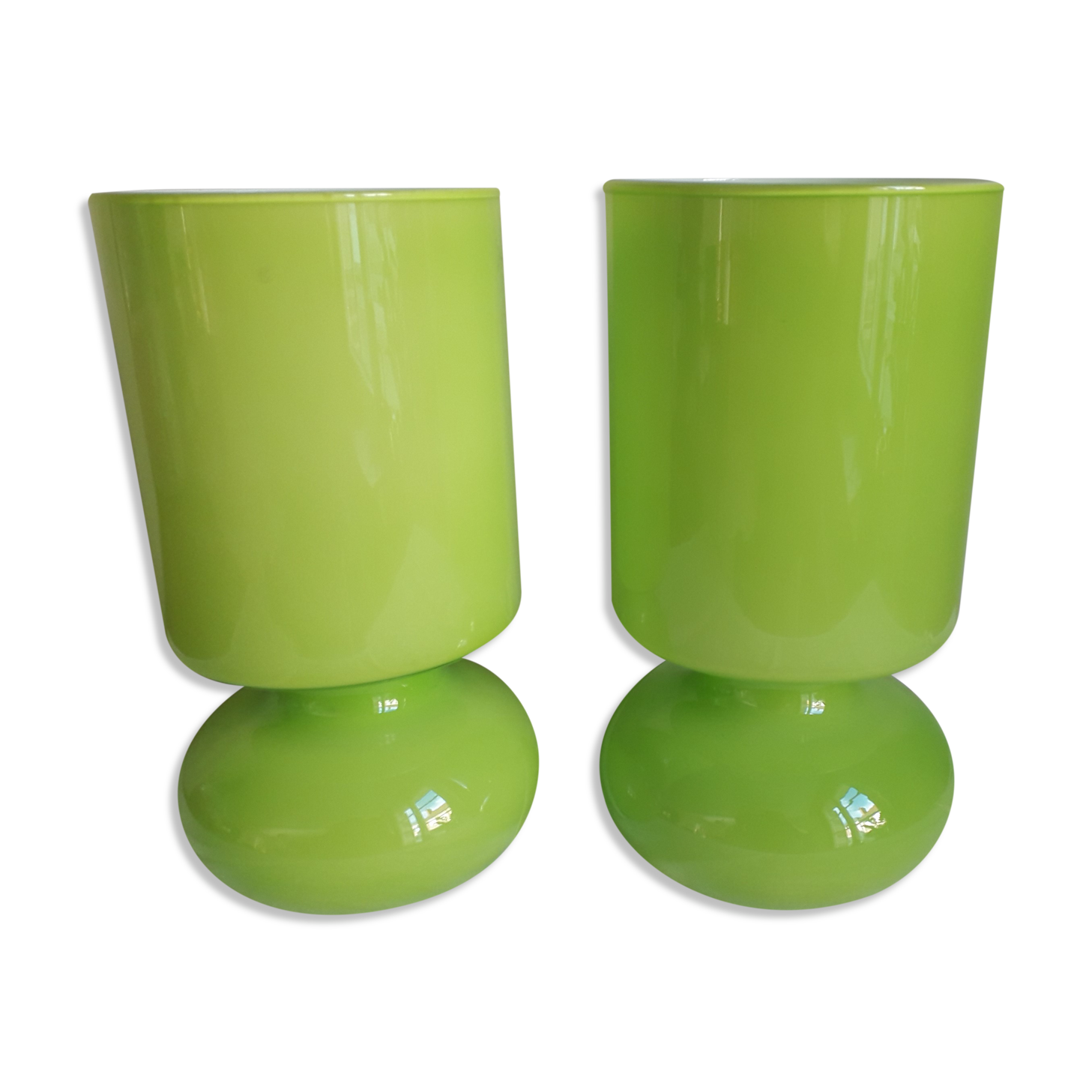 Pair of green lamps Ikea model Lykta 90s
