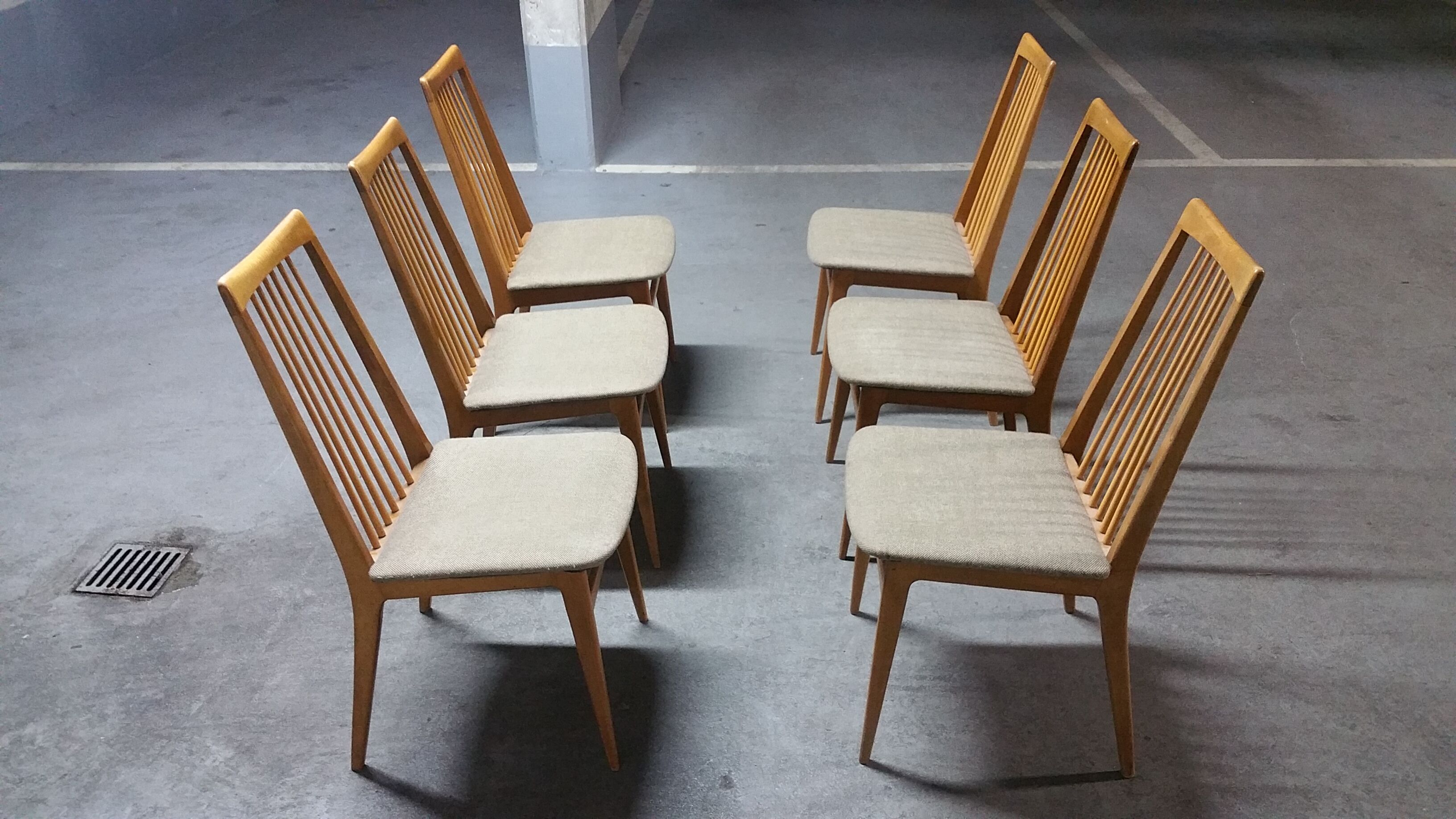 6 chairs Scandinavian years 50 60 Lubke