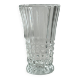 Diamond point molded thick glass vase.